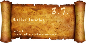Balla Toszka névjegykártya